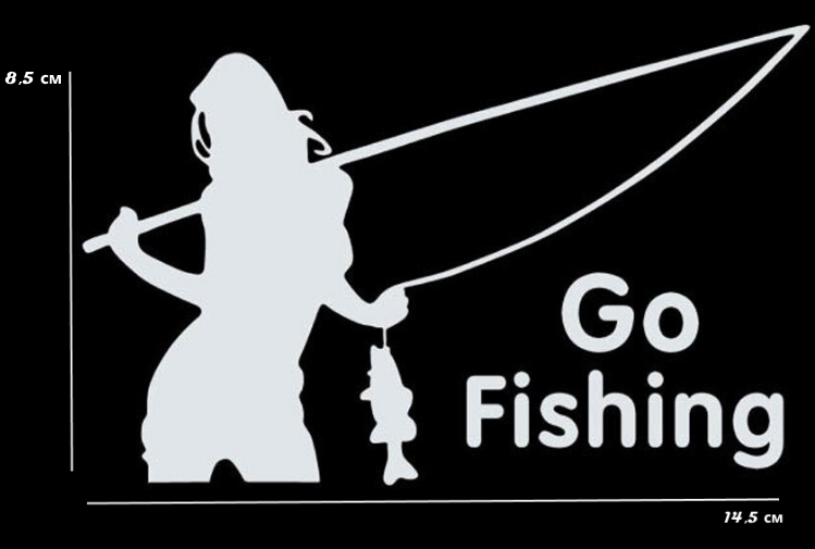 Изображение  Виниловая наклейка на авто белая Go Fishing
