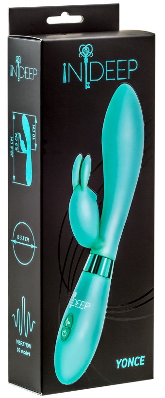 Изображение Lola Toys, Россия Вибратор с клиторальным стимулятором-кроликом Indeep Turquoise