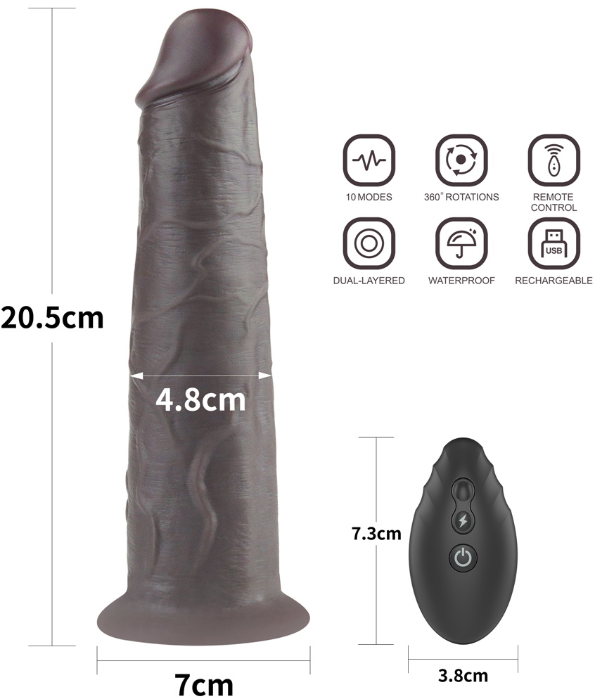 Изображение Lovetoy, Китай Вибратор-мулат с ротацией Dual Layered Silicone Rotator Black 21 см