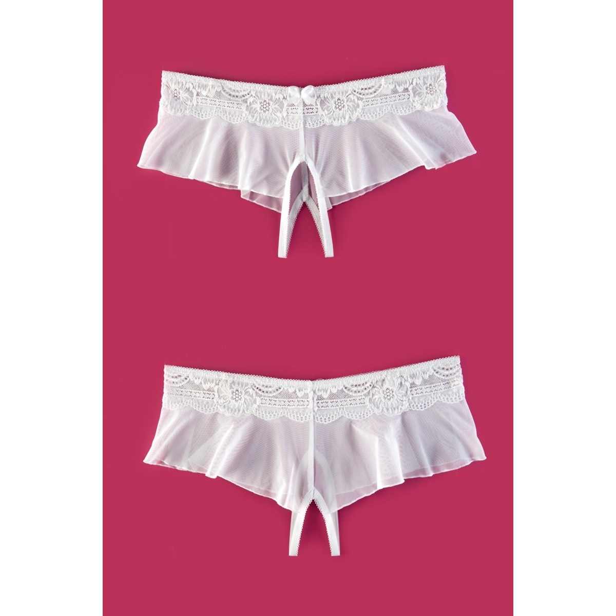 Фото Erolanta Lingerie Эротические трусики-юбочка из стрейч-сетки белые р-р 50-52
