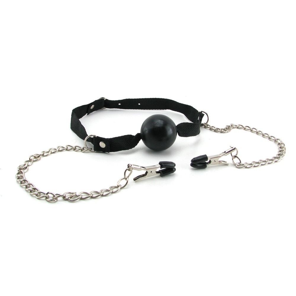 Фото PipeDream, США Кляп FF Ball Gag and Nipple Clamp