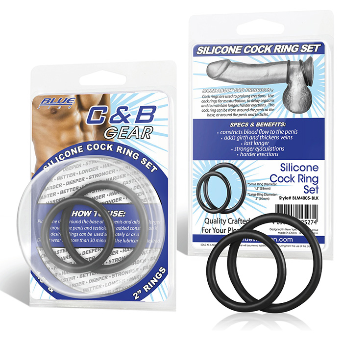 Фото  Набор из двух черных силиконовых колец разного диаметра Silicone Cock Ring set