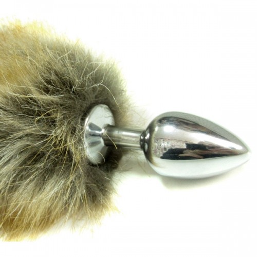 Фото HSY, Китай Анальная пробка с хвостиком Anal Plug Tail Silver S