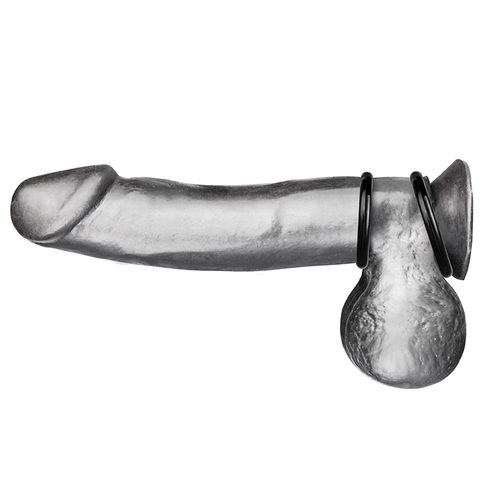 Фото  Набор из двух черных силиконовых колец разного диаметра Silicone Cock Ring set