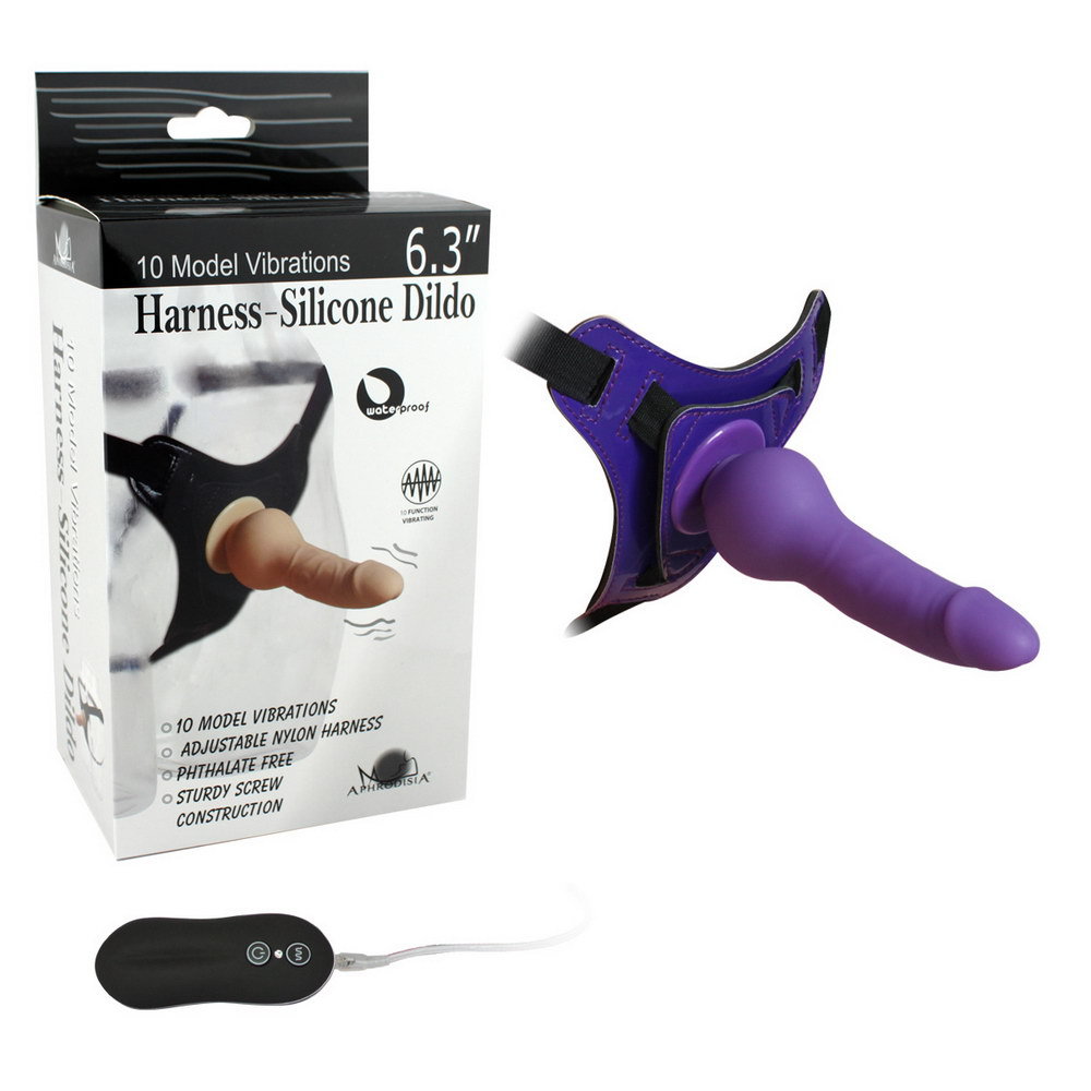 Фото  Страпон с 10 функциями вибрации 6 in Silicone Vibrating Strap On