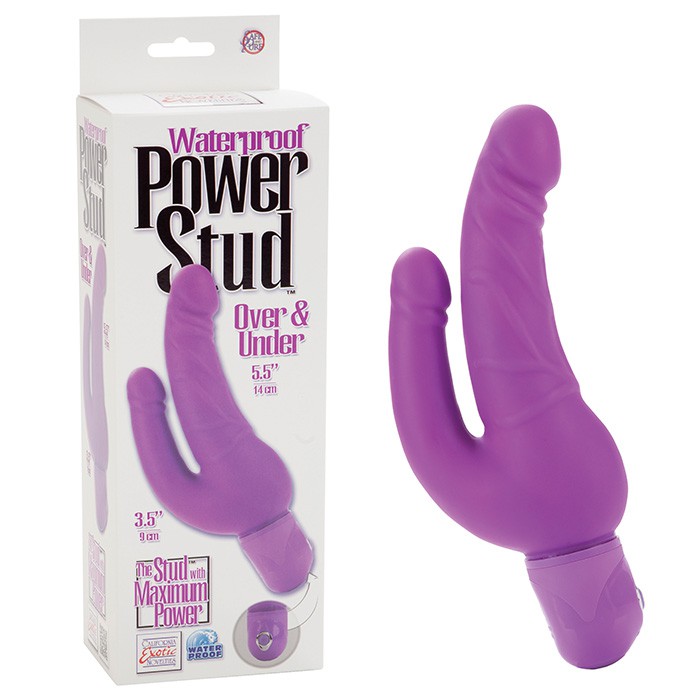 Изображение  Фиолетовый виброфаллос для двойного проникновения Power Stud
