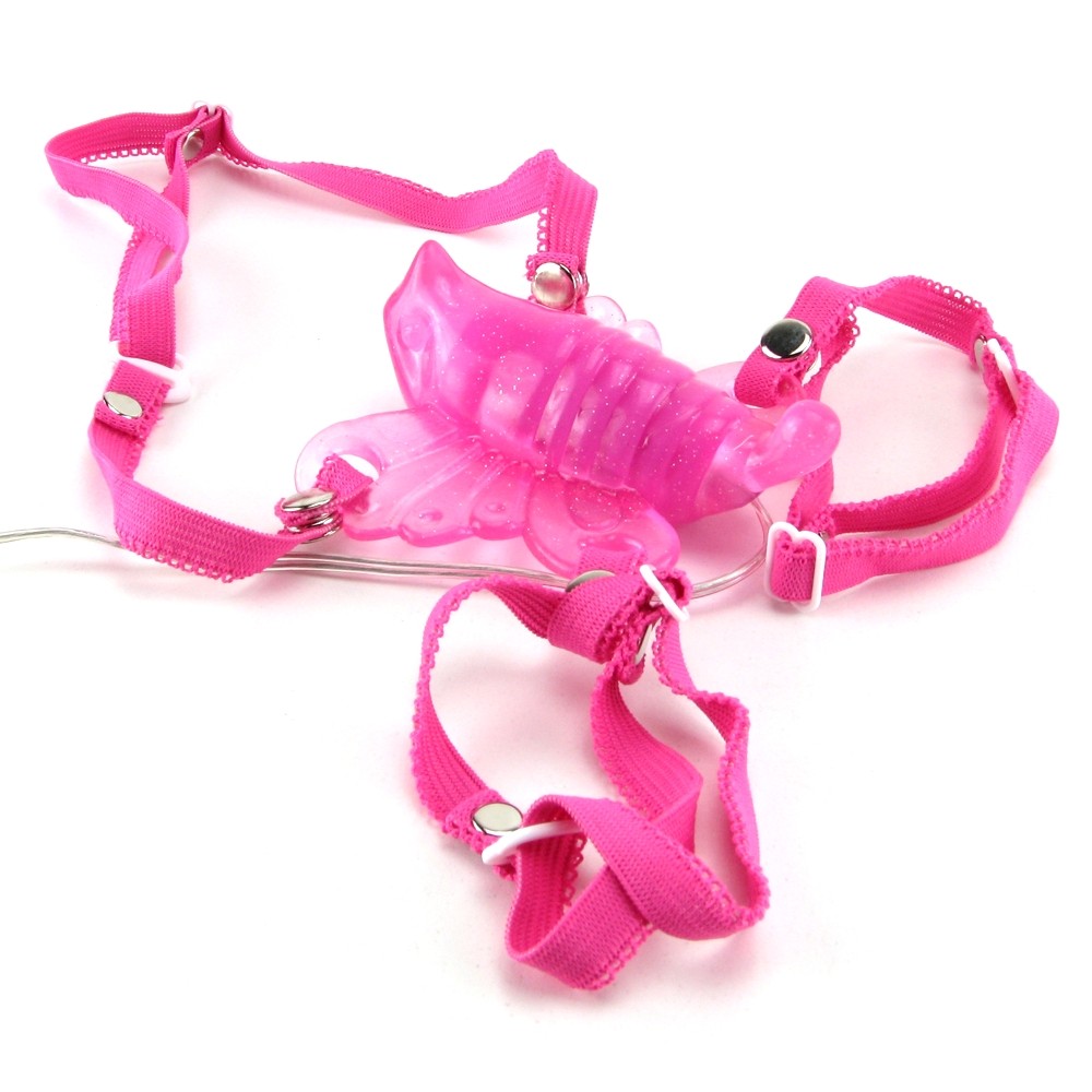 Изображение California Exotic Novelties, США Яркая розовая бабочка на ремешках