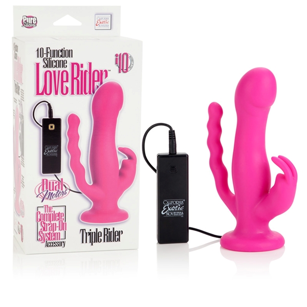 Изображение California Exotic Novelties, США Насадка к трусикам 10-Function Love Rider Triple Riders Pink