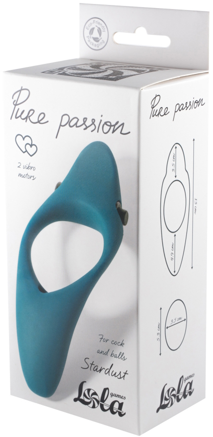 Изображение Lola Toys, Россия Эрекционное кольцо с двойной вибростимуляцией Pure Passion Stardust Green