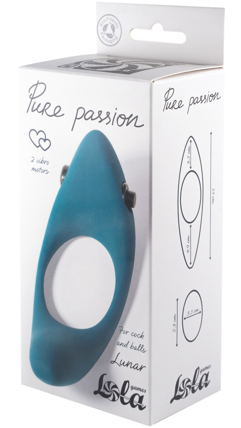 Изображение Lola Toys, Россия Эрекционное кольцо с двойной вибростимуляцией Pure Passion Lunar Green