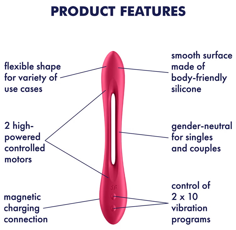 Фото Satisfyer, Германия Многофункциональный вибратор для пар с гибкой основой Satisfyer Elastic Joy Red