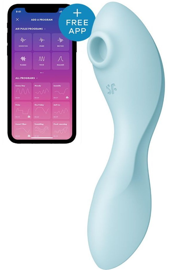 Фото Satisfyer, Германия Вакуумный смарт-стимулятор для клитора и точки G Satisfyer Curvy Trinity 5+ голубой