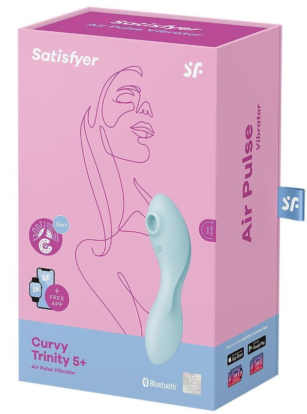 Фото Satisfyer, Германия Вакуумный смарт-стимулятор для клитора и точки G Satisfyer Curvy Trinity 5+ голубой