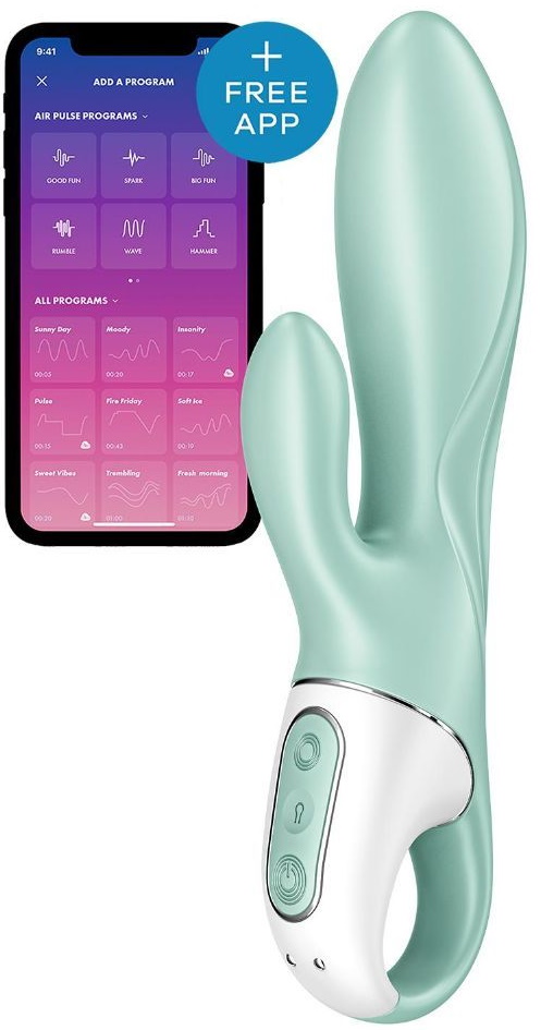 Фото Satisfyer, Германия Расширяющийся смарт-вибратор с клиторальным стимулятором Satisfyer Air Pump Bunny 5+ зеленый