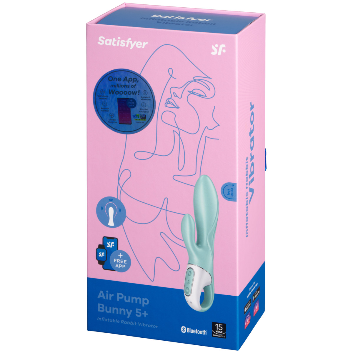 Фото Satisfyer, Германия Расширяющийся смарт-вибратор с клиторальным стимулятором Satisfyer Air Pump Bunny 5+ зеленый