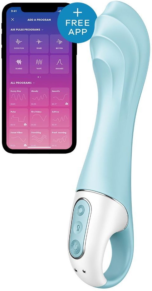 Изображение Satisfyer, Германия Расширяющийся смарт-вибратор с рельефной головкой Satisfyer Air Pump Vibrator 5+ голубой