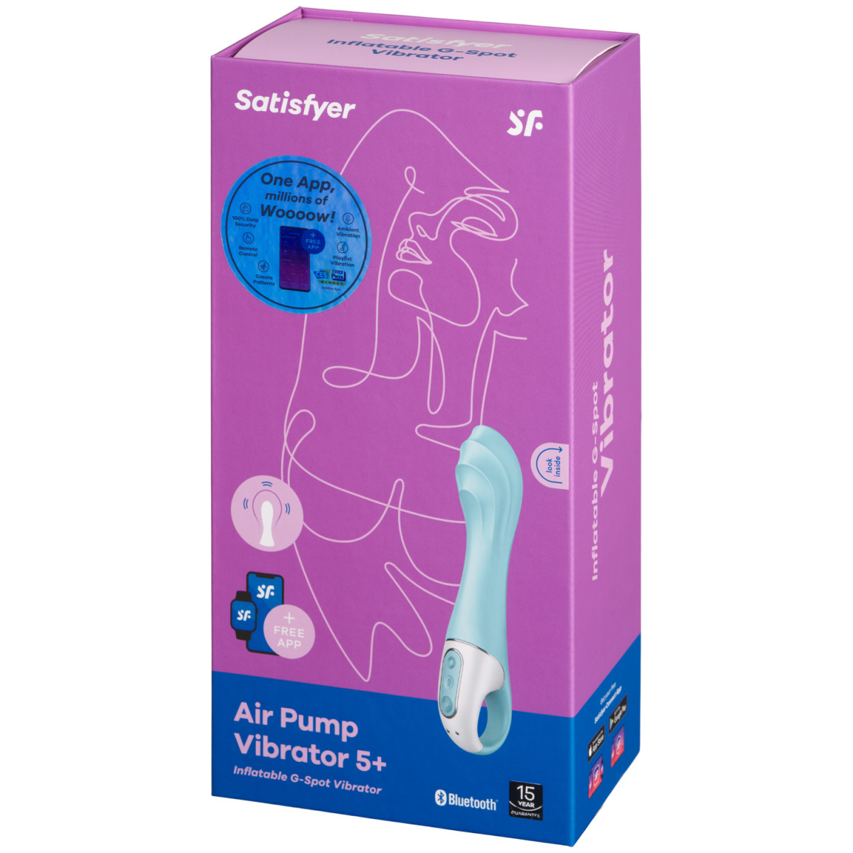 Изображение Satisfyer, Германия Расширяющийся смарт-вибратор с рельефной головкой Satisfyer Air Pump Vibrator 5+ голубой