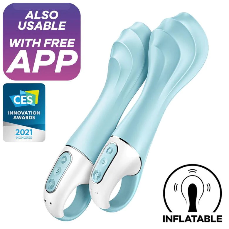 Изображение Satisfyer, Германия Расширяющийся смарт-вибратор с рельефной головкой Satisfyer Air Pump Vibrator 5+ голубой