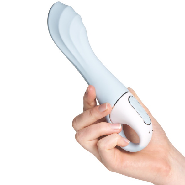 Изображение Satisfyer, Германия Расширяющийся смарт-вибратор с рельефной головкой Satisfyer Air Pump Vibrator 5+ голубой