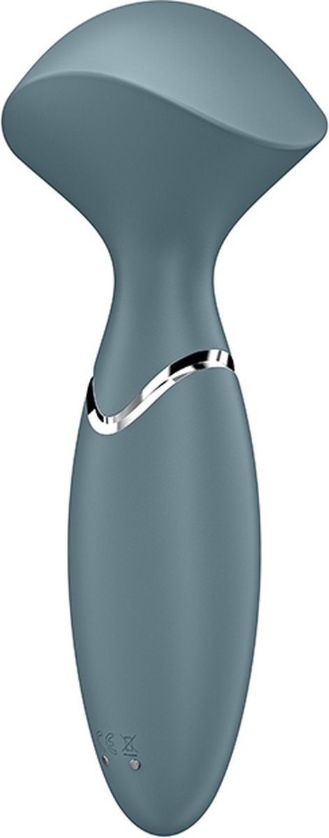 Фото Satisfyer, Германия Перезаряжаемый мини-массажер с вибрацией Satisfyer Mini Wand-er серый ДЕФОРМИРОВАННАЯ УПАКОВКА