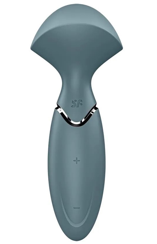 Фото Satisfyer, Германия Перезаряжаемый мини-массажер с вибрацией Satisfyer Mini Wand-er серый ДЕФОРМИРОВАННАЯ УПАКОВКА
