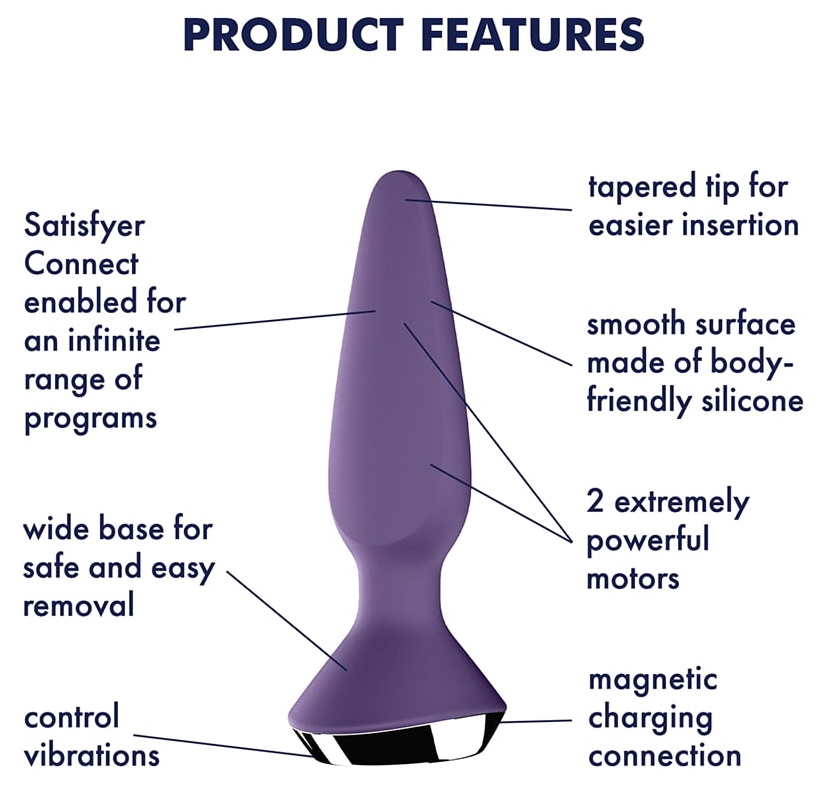 Изображение Satisfyer, Германия Анальный смарт-стимулятор с вибрацией Satisfyer Plug-ilicious 1 фиолетовый ДЕФОРМИРОВАННАЯ УПАКОВКА