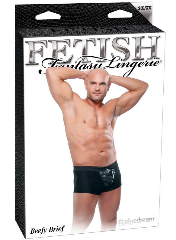 Изображение PipeDream, США Черные мужские трусы-боксеры со съемным клапаном Fetish Beefy Brief XXL/XXXL