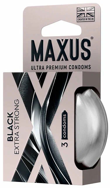 Фото Maxus, Великобритания Утолщенные презервативы Maxus Extra Strong черные 3 шт