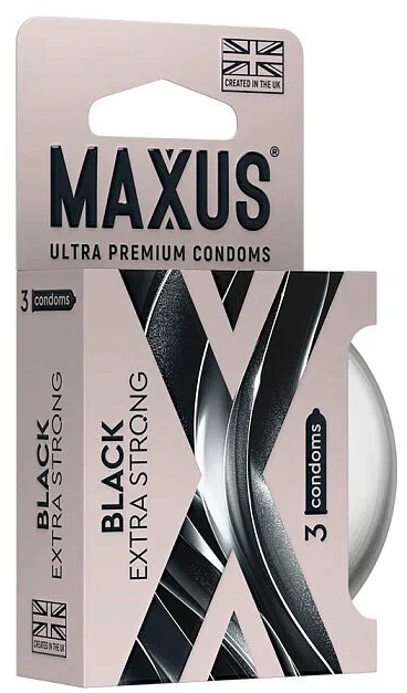 Фото Maxus, Великобритания Утолщенные презервативы Maxus Extra Strong черные 3 шт