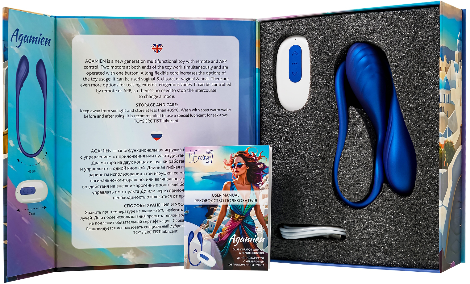 Фото Leroina Двойной смарт-вибростимулятор Leroina App Agamien с пультом управления синий