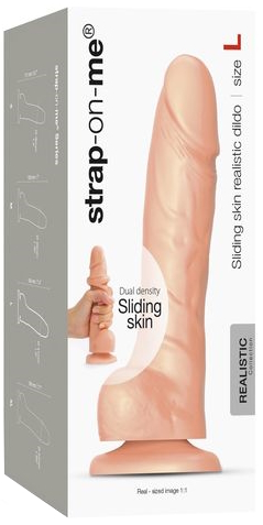 Изображение  Реалистичный фаллоимитатор на присоске Strap-On-Me с подвижной кожей L телесный 19 см