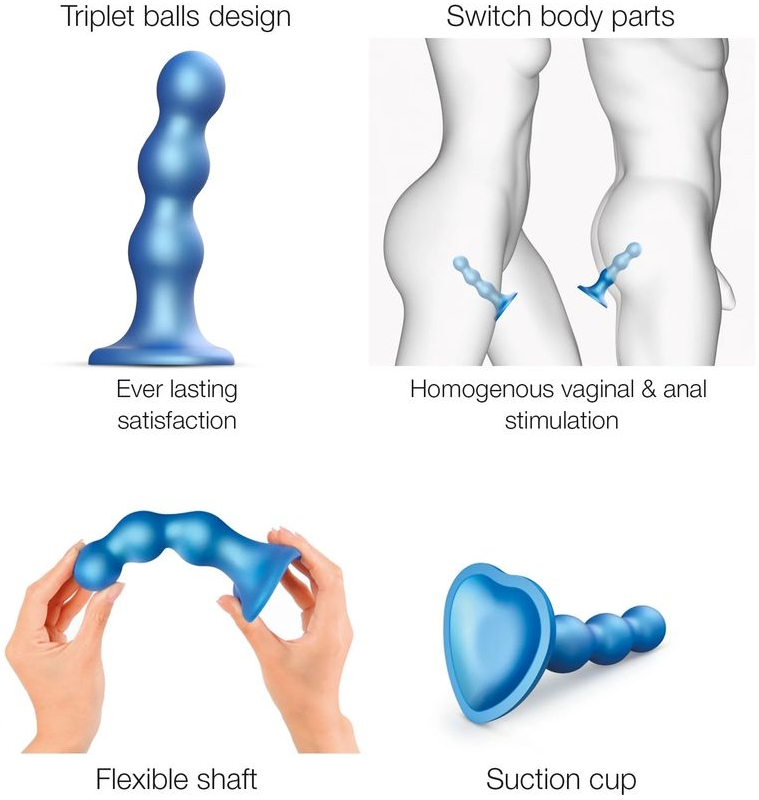 Изображение Strap-on-me Фаллоимитатор Strap-On-Me Dildo Plug Balls L синий 17 см