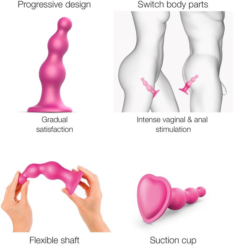Изображение Strap-on-me Фаллоимитатор Strap-On-Me Dildo Plug Beads L розовый 16 см