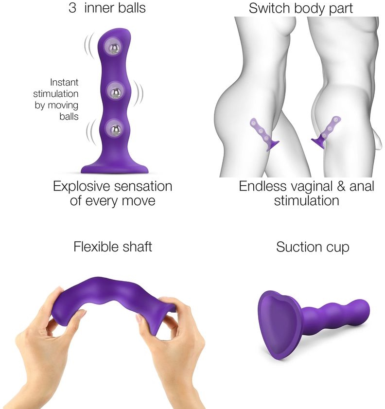Фото Strap-on-me Фаллоимитатор Strap-On-Me Dildo Geisha Ball M фиолетовый 17 см