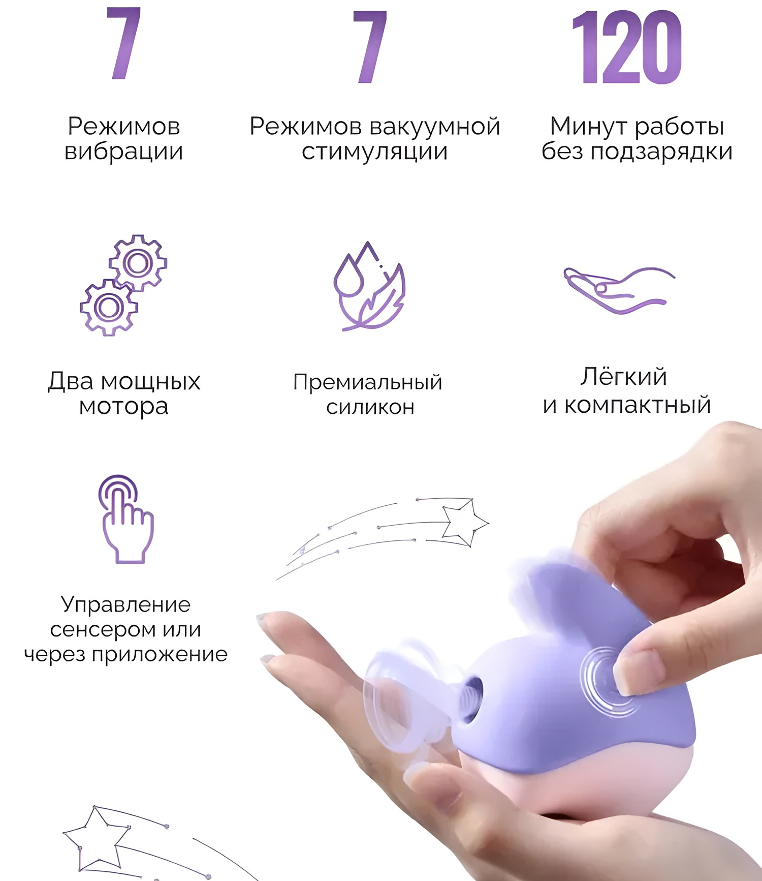 Фото MAGIC MOTION Бесконтактный вакуумно-волновой стимулятор клитора с вибрацией Magic Motion Unicorn фиолетовый