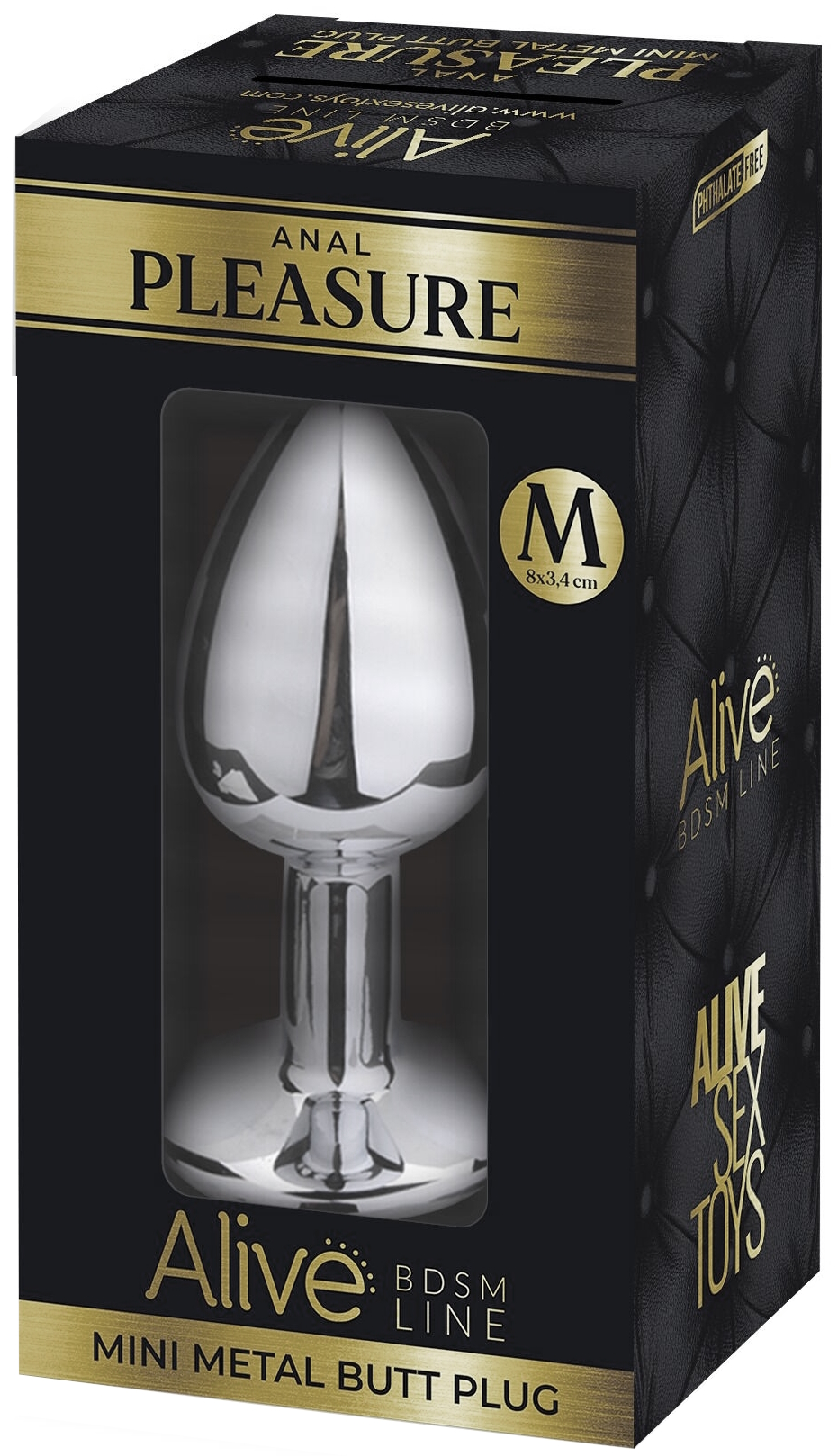 Изображение  Анальная пробка из металла Alive Mini Metal Butt M с прозрачным камушком
