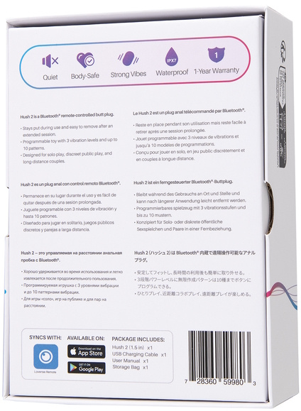Фото Lovense, США Анальная смарт-пробка Lovense Hush 2 S диаметр 3,8 см