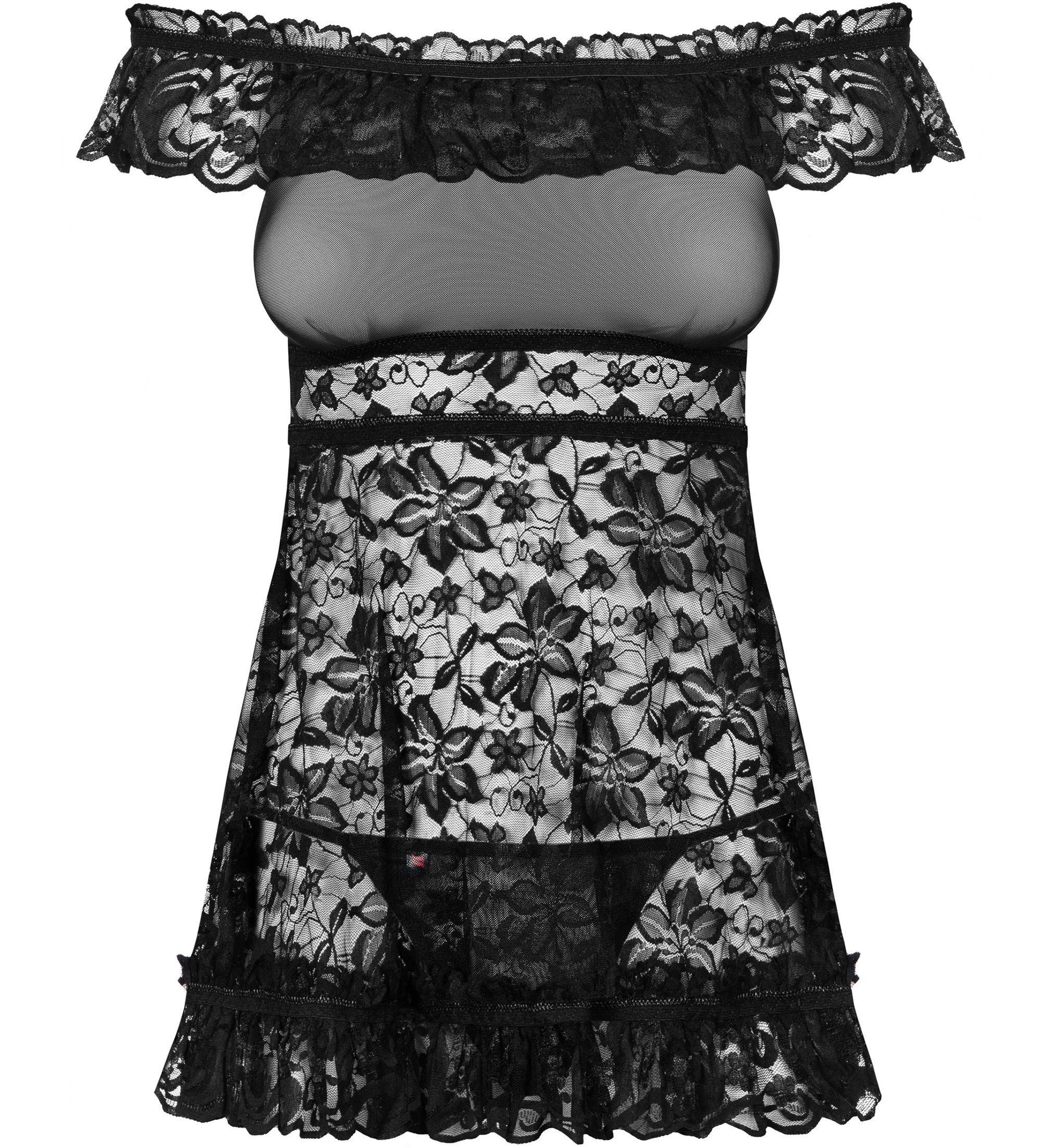 Фото Obsessive, Польша Игривый кружевной бэби-долл с трусиками-стрингами Flores L/XL