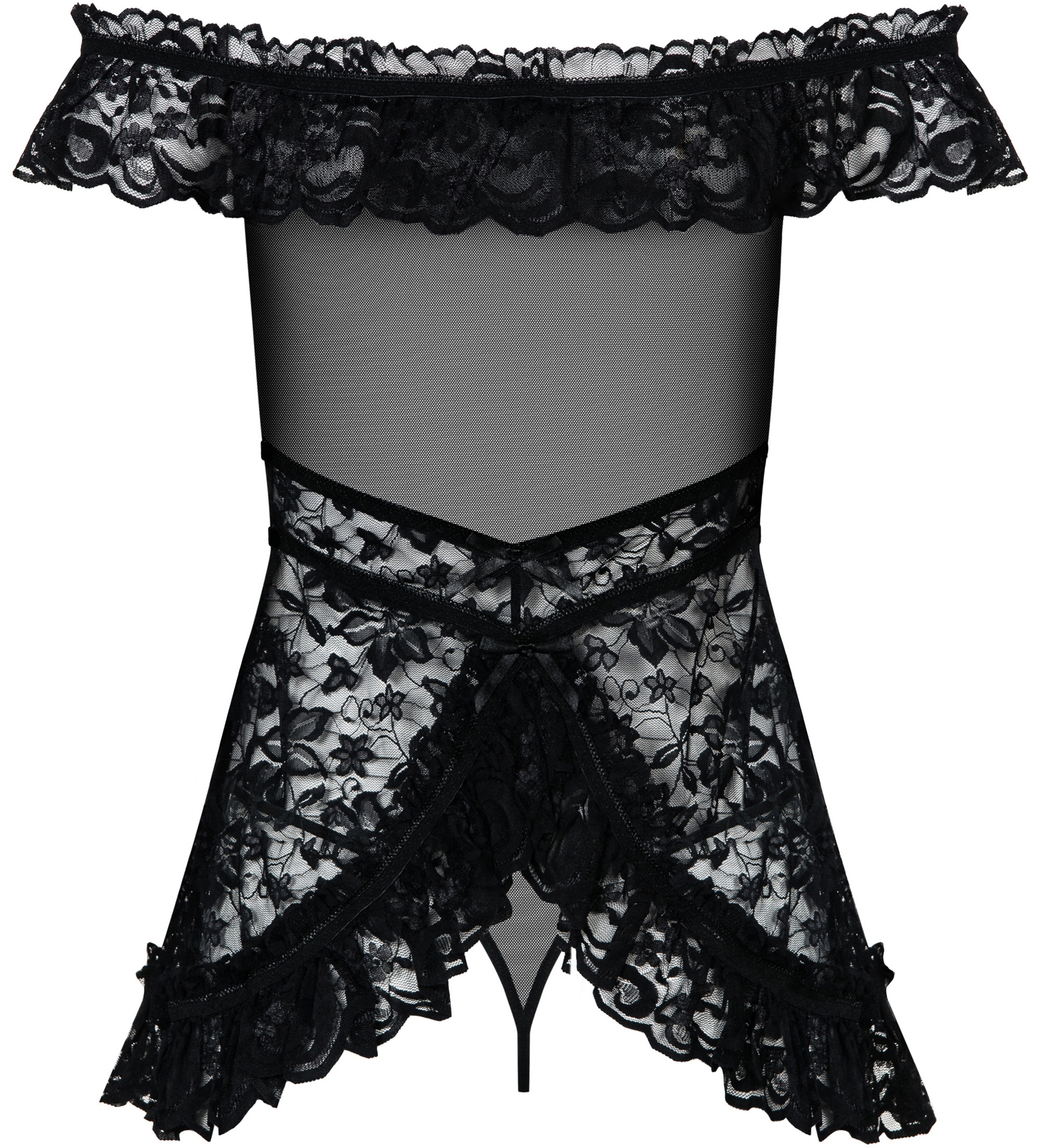 Фото Obsessive, Польша Игривый кружевной бэби-долл с трусиками-стрингами Flores L/XL