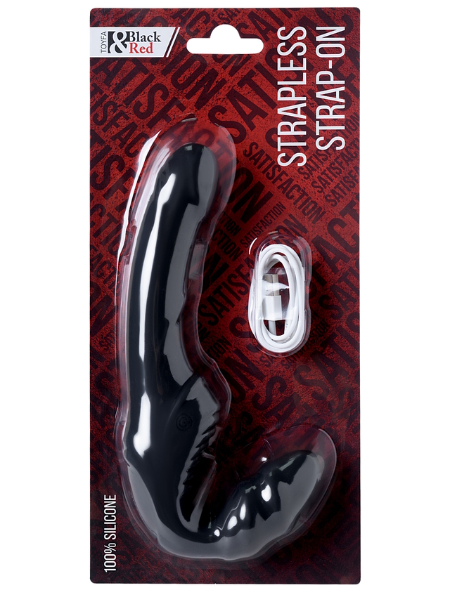Фото TOYFA Basic Безремневой страпон с вибрацией Black and Red by Toyfa 35 см черный