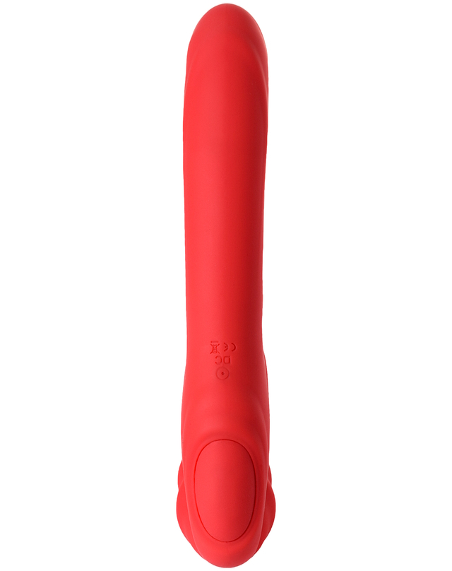 Изображение TOYFA Basic Безремневой страпон с вибрацией Black and Red by Toyfa 35 см красный