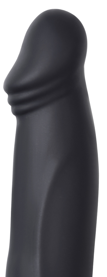 Изображение TOYFA Basic Черная вибронасадка на пенис для двойного проникновения BlackRed by Toyfa 19 см