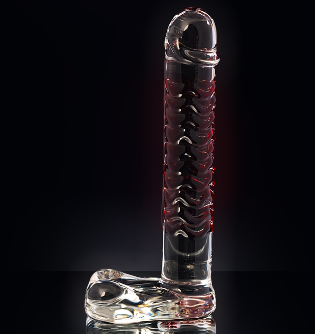 Изображение Sexus Glass Реалистичный фаллос с ярко выраженной головкой и массажным рельефом Sexus Glass 16 см