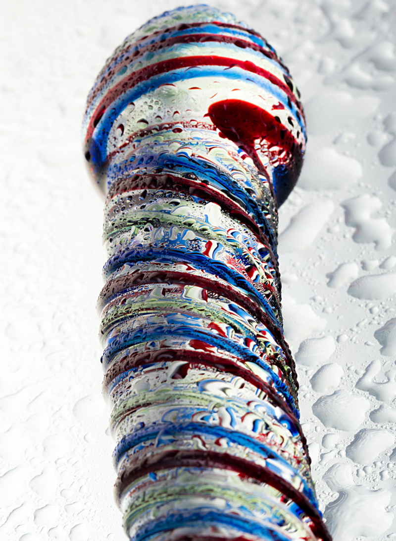 Изображение Sexus Glass Ребристый фаллос из стекла Sexus Glass 17 см