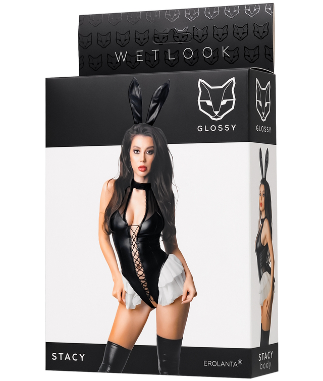 Изображение Erolanta Glossy Игривый костюм зайки Glossy Stacy из материала Wetlook L
