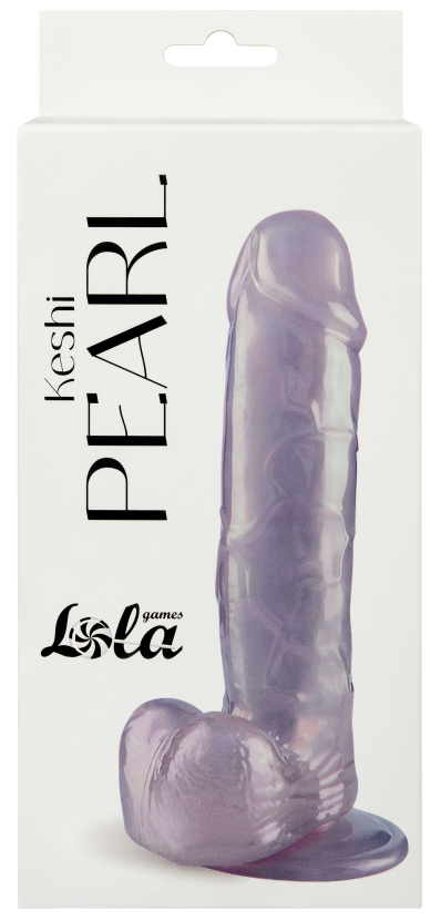 Изображение  Перламутровый фаллос с мошонкой Keshi Pearl фиолетовый 19 см