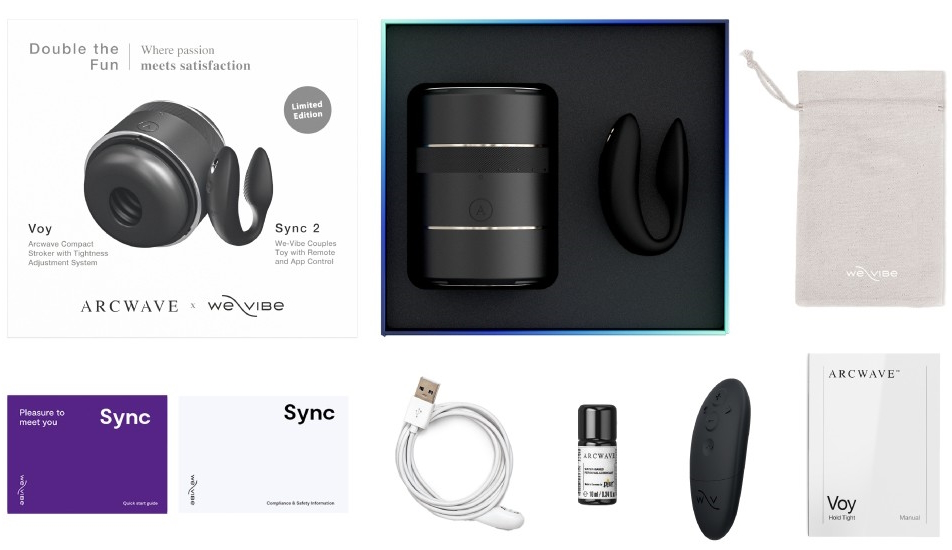 Фото We-Vibe, Канада Набор стимуляторов для пар Double the Fun мастурбатор ArcWave Voy + смарт-вибратор We-Vibe Sync 2