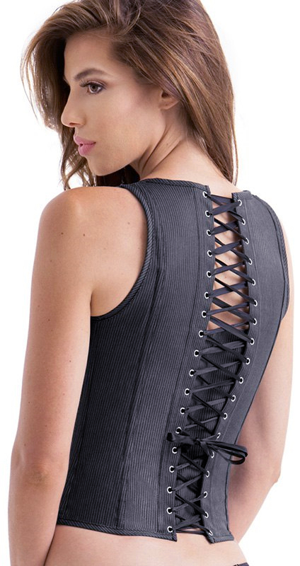 Фото Baci Lingerie, Тайвань Элегантный серый корсет на ленточной шнуровке Suit Inspired Tank Corset XL