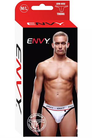 Фото  Мужские трусы-тонги на широкой резинке Envy белые M/L