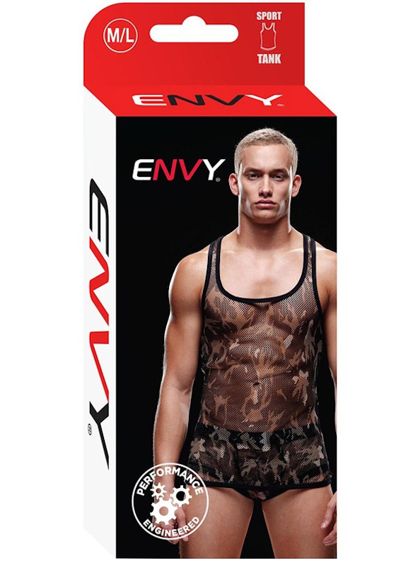 Изображение  Мужская майка-борцовка в мелкую сетку Envy милитари M/L